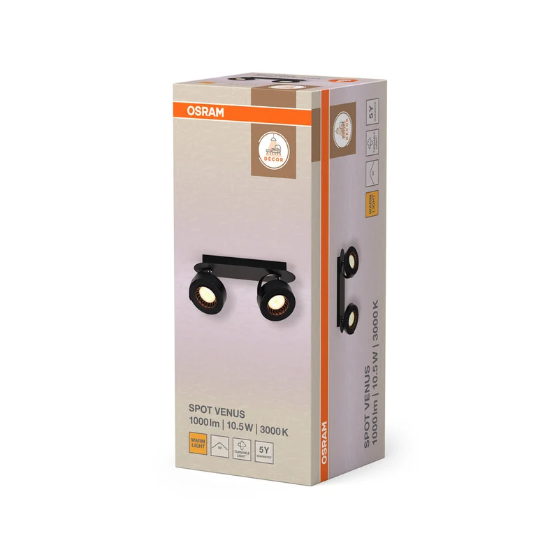 OSRAM DECOR SPOT VENUS Plafonnier, 10,5W, 450lm, noir