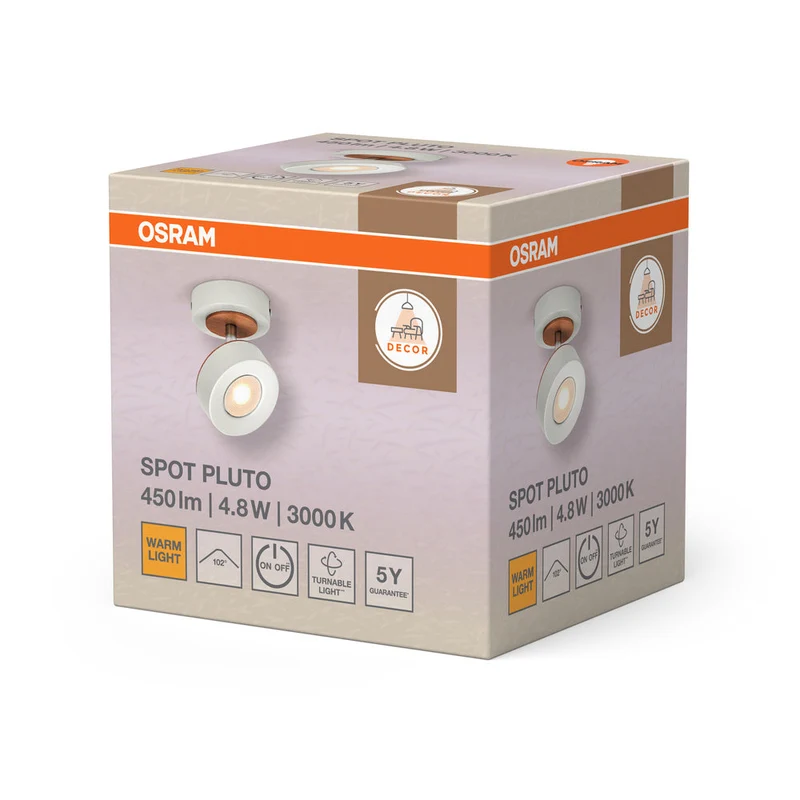 OSRAM DECOR SPOT PLUTO Applique murale, 4,8W, 300lm, blanc
