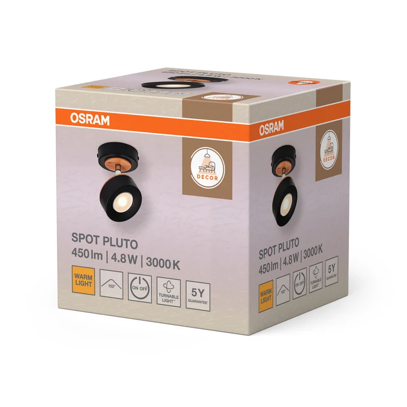 OSRAM DECOR SPOT PLUTO Applique murale, 4,8W, 300lm, noir