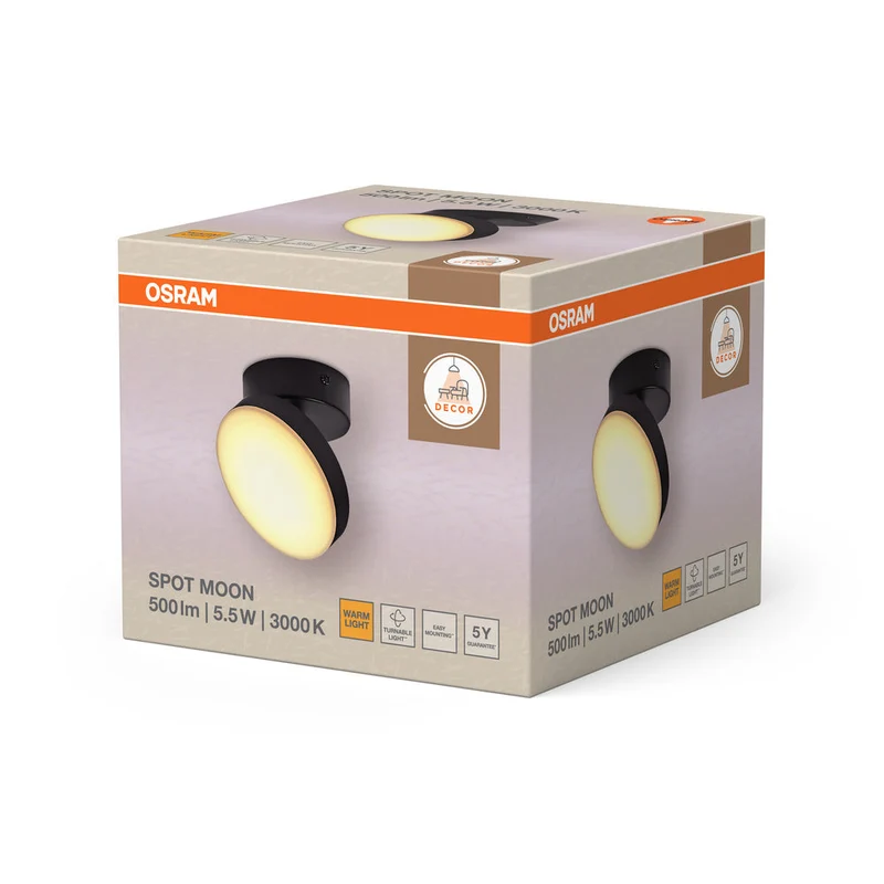 OSRAM DECOR Spot Moon plafonnier noir, 1 spot, 5.5W