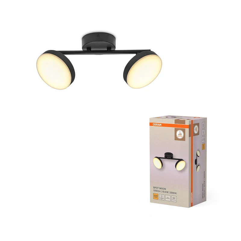 OSRAM DECOR Spot Moon plafonnier noir, 2 spots, 10.5W