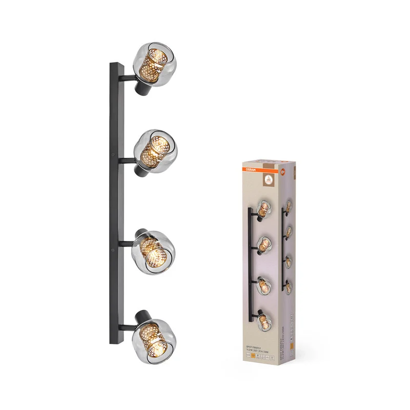 OSRAM DECOR Spot Firefly plafonnier, lampe OSRAM incluse, noir, 4 x 2.8W, E14