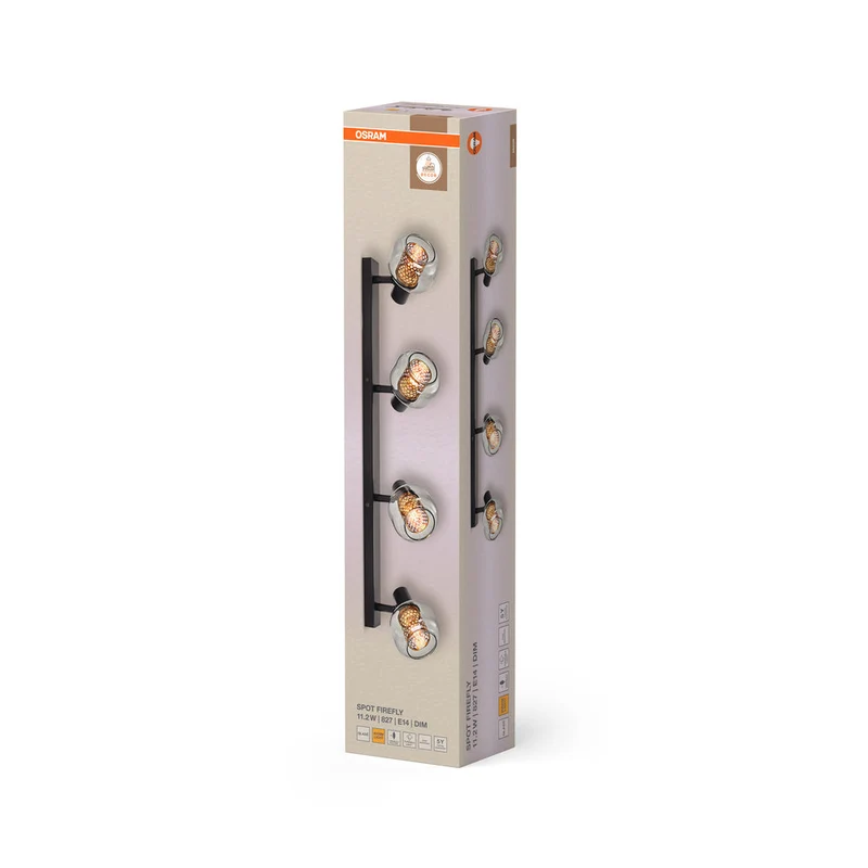 OSRAM DECOR Spot Firefly plafonnier, lampe OSRAM incluse, noir, 4 x 2.8W, E14
