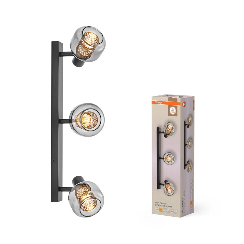 OSRAM DECOR Spot Firefly plafonnier, lampe OSRAM incluse, noir, 3 x 2.8W, 750lm