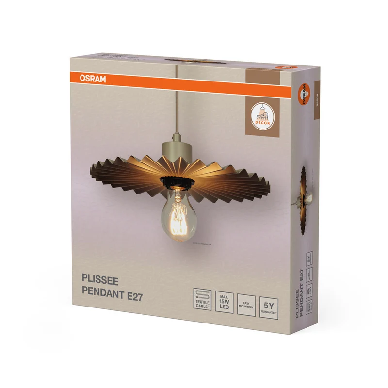 OSRAM DECOR Plissé Suspension Luminaire E27 Beige