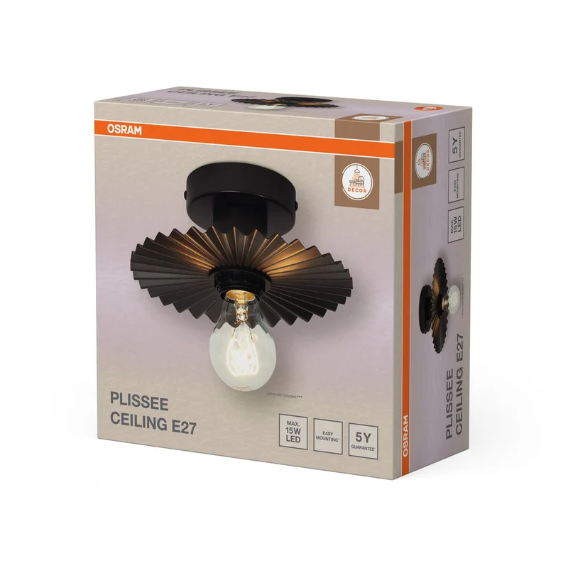 OSRAM DECOR Plissé Plafonnier E27 Gris Foncé