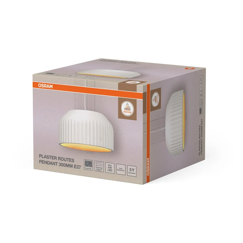 OSRAM DECOR Plafonnier Routes en plâtre Suspension 300 1xE27 Blanc