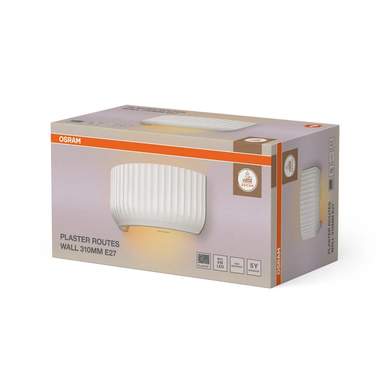 OSRAM DECOR Plâtre Routes Murale Applique Haut 310 1xE27 Blanc