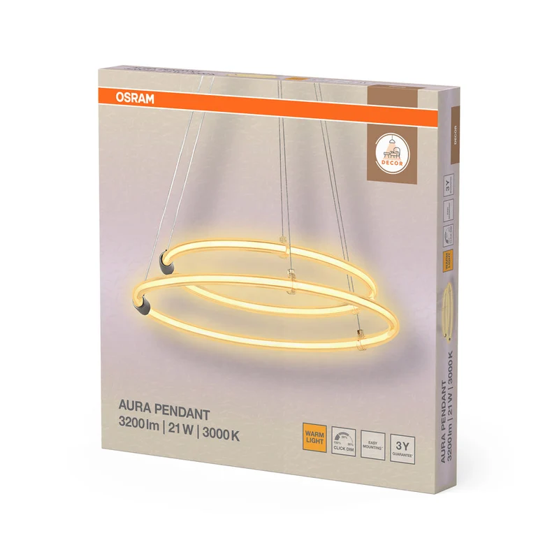 OSRAM DECOR Aura suspension 2 pièces, 3000K, 21W, 2400lm, Click DIM