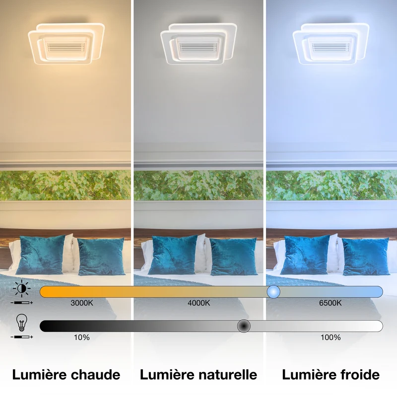 Ventilateur de plafond LED OSRAM Square 55W CCT Blanc 3000K-6500K