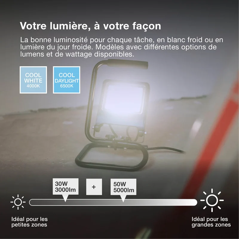 OSRAM Projecteurs de travail mobiles LED Projecteur de chantier S-Stand 50W / 4000K