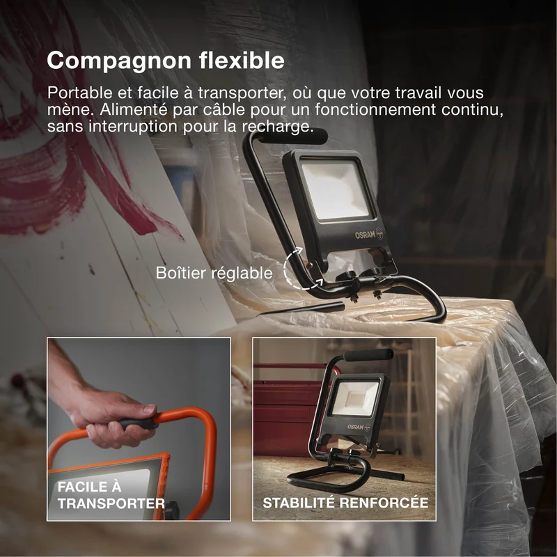 OSRAM LAMPES DE TRAVAIL R-STAND Projecteur Multiprises (GEN 2) 30W, 2700lm, 4000K