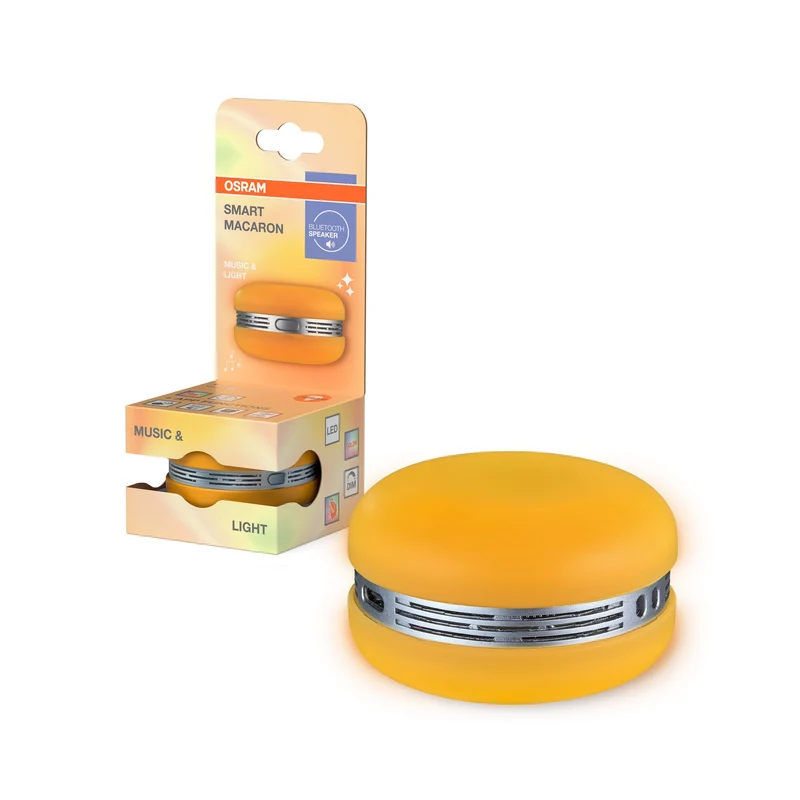 OSRAM Bluetooth SMART+ Enceinte Macaron avec commande gestuelle, lumière LED RVB, orange
