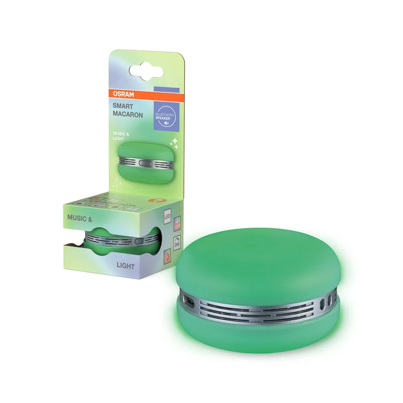 OSRAM Bluetooth SMART+ Enceinte Macaron avec commande gestuelle, lumière LED RVB, vert