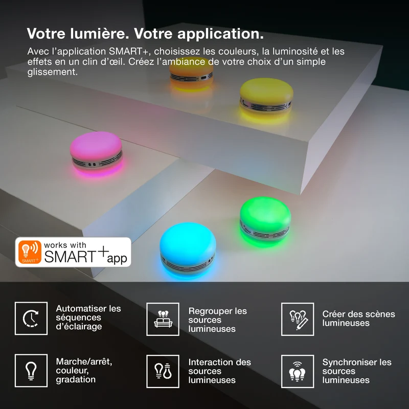 OSRAM Bluetooth SMART+ Enceinte Macaron avec commande gestuelle, lumière LED RVB, vert