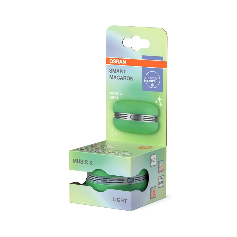 OSRAM Bluetooth SMART+ Enceinte Macaron avec commande gestuelle, lumière LED RVB, vert