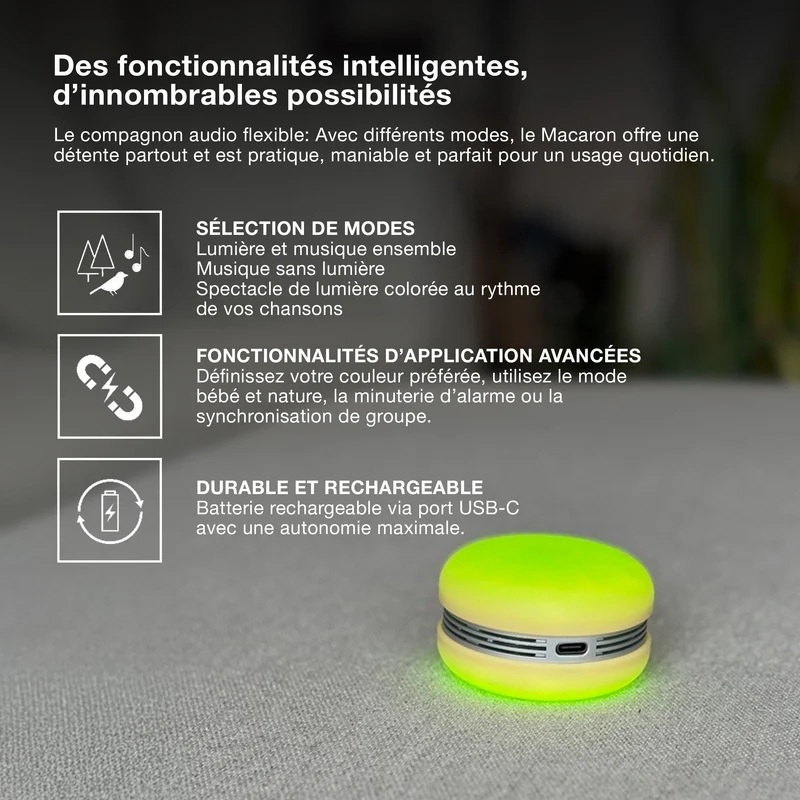OSRAM Bluetooth SMART+ Enceinte Macaron avec commande gestuelle, lumière LED RVB, rose