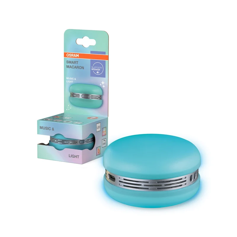 OSRAM Bluetooth SMART+ Enceinte Macaron avec commande gestuelle, lumière LED RVB, bleu