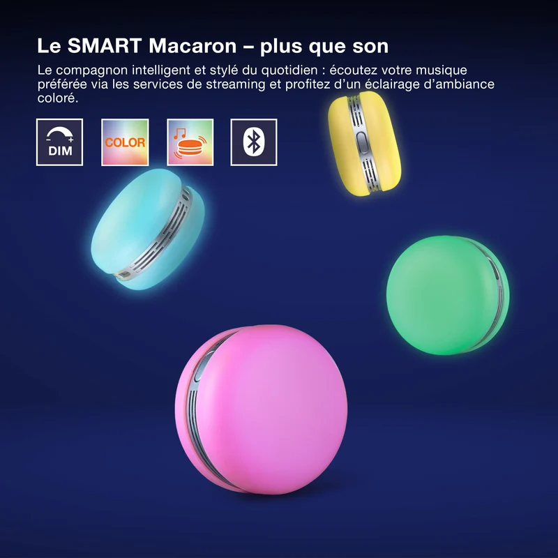 OSRAM Bluetooth SMART+ Enceinte Macaron avec commande gestuelle, lumière LED RVB, bleu