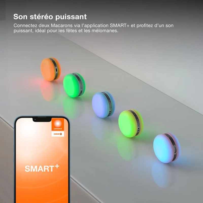 OSRAM Bluetooth SMART+ Enceinte Macaron avec commande gestuelle, lumière LED RVB, bleu