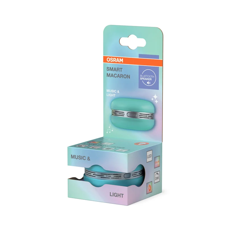 OSRAM Bluetooth SMART+ Enceinte Macaron avec commande gestuelle, lumière LED RVB, bleu