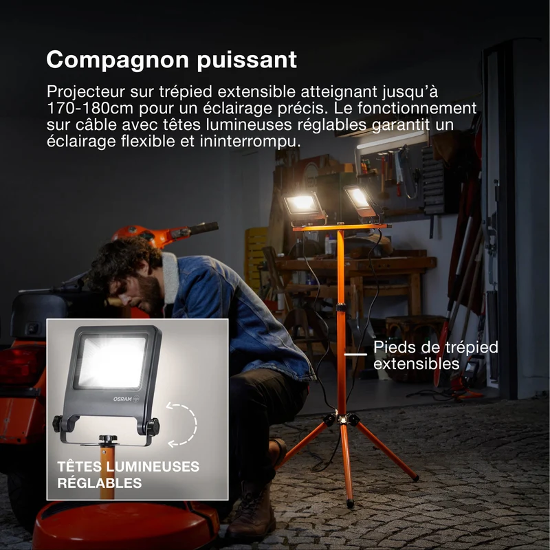 OSRAM LAMPES DE TRAVAIL Projecteur TRÉPIED 2X30 W 4000 K