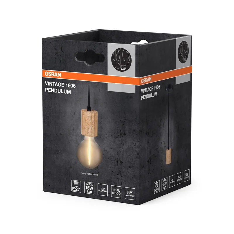 OSRAM Vintage 1906® Suspension CYLINDER E27, bois
