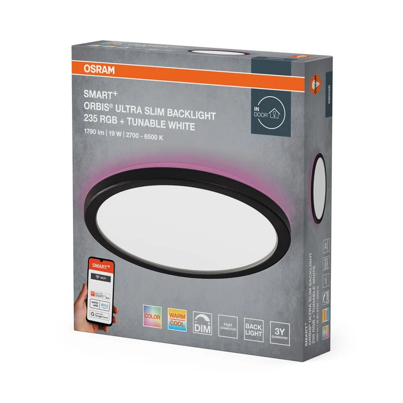 OSRAM SMART+ panneau lumineux WiFi, noir, 19W, 1790lm, 235mm
