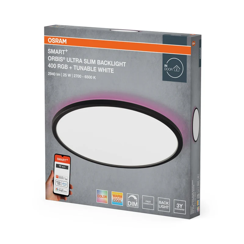 OSRAM SMART+ panneau lumineux WiFi, noir, 25W, 2940lm, 400mm