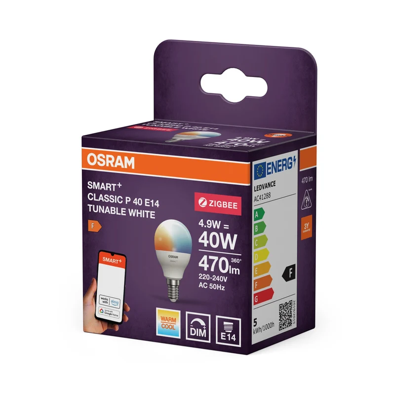 OSRAM ZigBee SMART+ Miniballform P40 Blanc réglable 2700 - 6500K E14