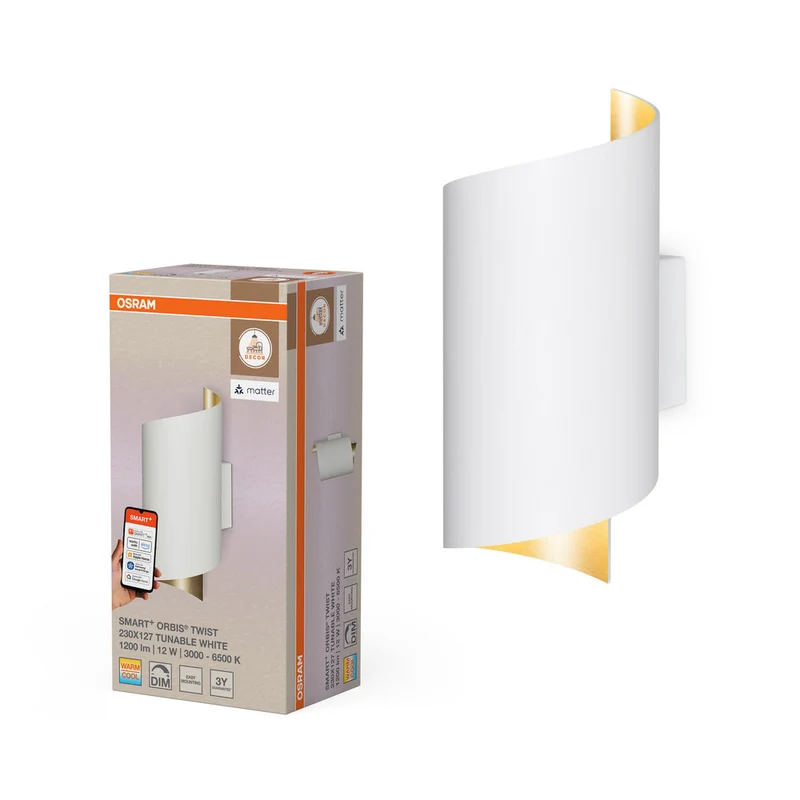 OSRAM Matter SMART+ ORBIS TWIST LED Applique murale 23x12,7cm Blanc réglable 12W / 3000-6500K blanc