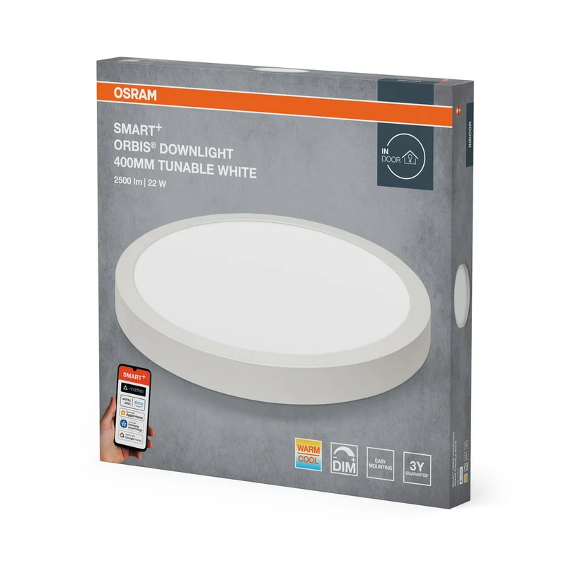 OSRAM Matter SMART+ PLAFONNIER ENCASTRÉ TW / 22 W, 220…240 V, Blanc Variable, 3000…6500 K