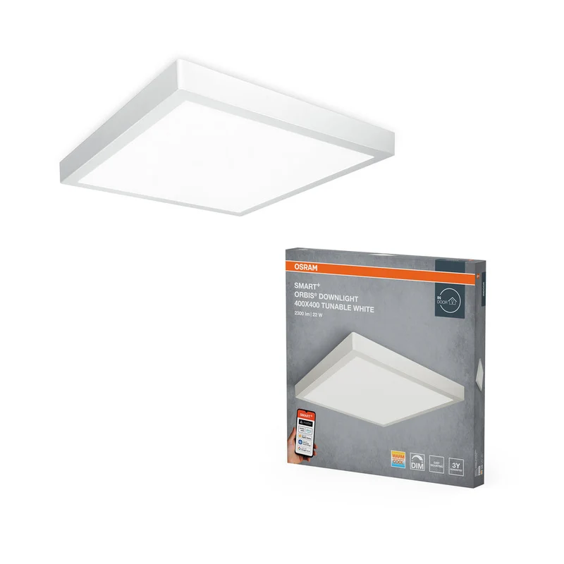 OSRAM Matter SMART+ ORBIS DOWNLIGHT LED Plafonnier 40x40cm Blanc réglable 22W / 3000-6500K