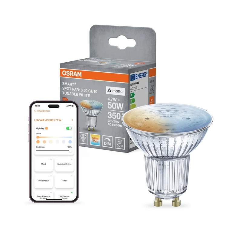 OSRAM Matter SMART+ LED Lampe Spot Blanc réglable (ex 40W) 5W / 2700-6500K GU10