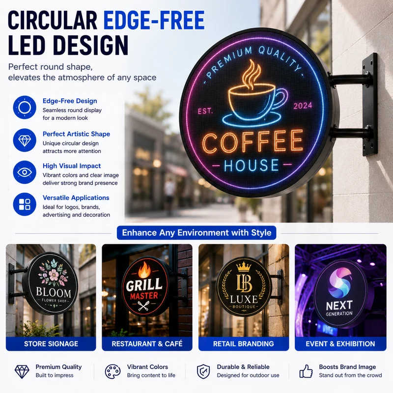 P1.8 70CM (27.56'') Diameter Outdoor Round LED Display High Resolution Circle Logo LED Sign
