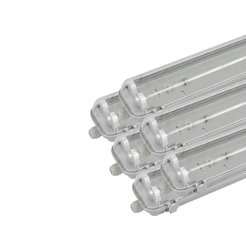 Réglette étanche 150 cm double pour Tube LED T8 IP65 (Boitier vide) - Pack de 6