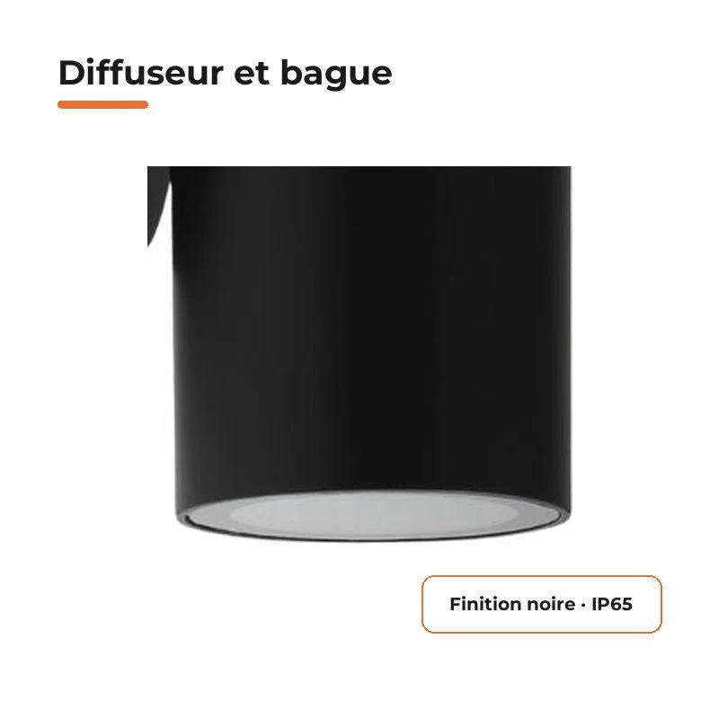 Applique Murale Noire IP65 pour Ampoule GU10