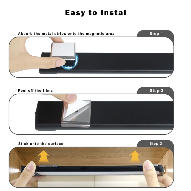 2 Pack Rechargeable Under Cabinet Light – 10” / 12.7” | 3CCT (3000K/4000K/6000K) | Motion Sensor & Touch Dimming | Slim Magnetic Design | Black Finish