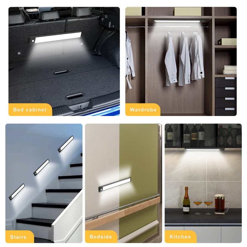 2 Pack Rechargeable Under Cabinet Light – 10” / 12.7” | 3CCT (3000K/4000K/6000K) | Motion Sensor & Touch Dimming | Slim Magnetic Design | Black Finish