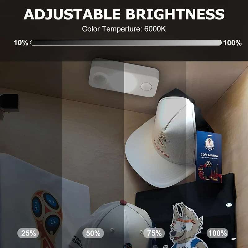 Rechargeable LED Puck Closet Light – 4/6/8 Pack | Motion Sensor, Tap Switch, Dimmable | Warm / Daylight White | Black / White Finish | Easy Mounting for Closets & Cabinets