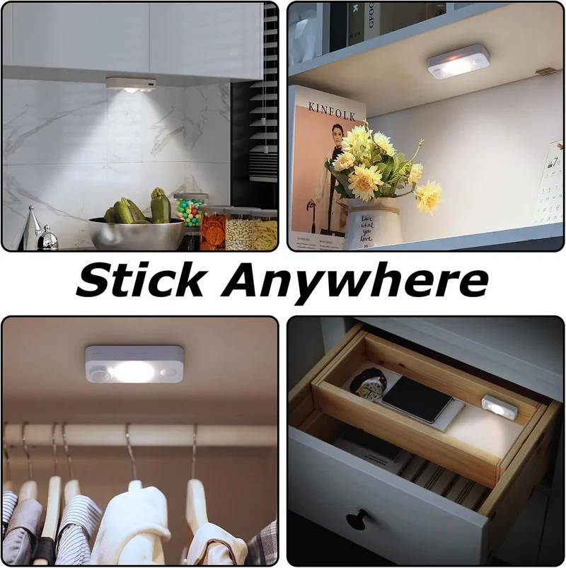 Rechargeable LED Puck Closet Light – 4/6/8 Pack | Motion Sensor, Tap Switch, Dimmable | Warm / Daylight White | Black / White Finish | Easy Mounting for Closets & Cabinets