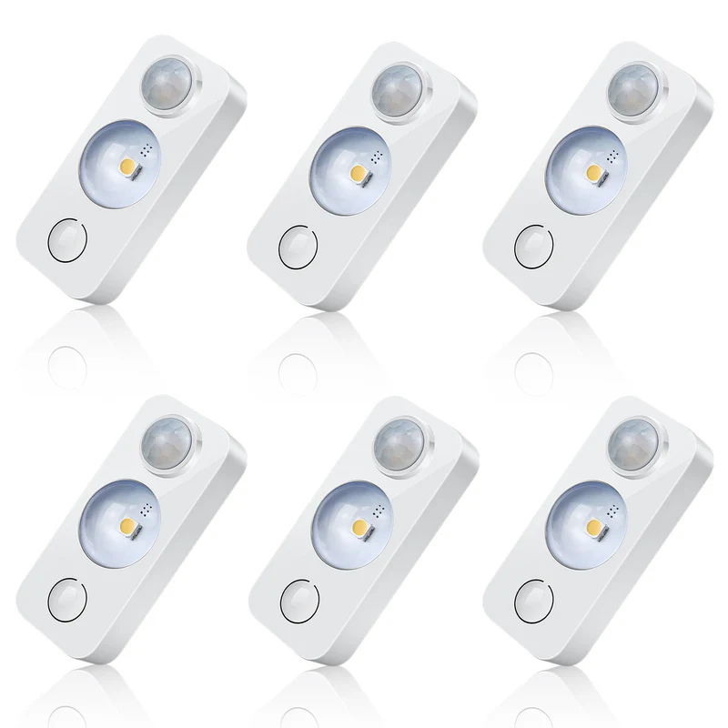 Rechargeable LED Puck Closet Light – 4/6/8 Pack | Motion Sensor, Tap Switch, Dimmable | Warm / Daylight White | Black / White Finish | Easy Mounting for Closets & Cabinets