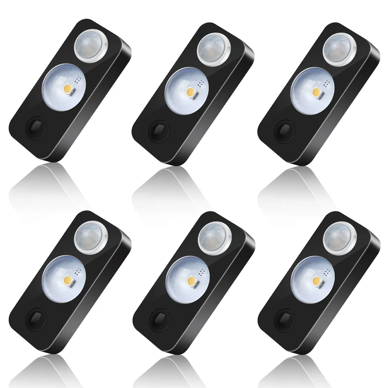 Rechargeable LED Puck Closet Light – 4/6/8 Pack | Motion Sensor, Tap Switch, Dimmable | Warm / Daylight White | Black / White Finish | Easy Mounting for Closets & Cabinets