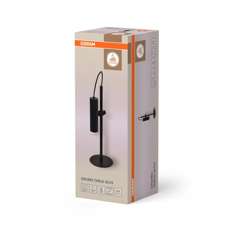 OSRAM DECOR Lampe de table Drum GU10 Noir