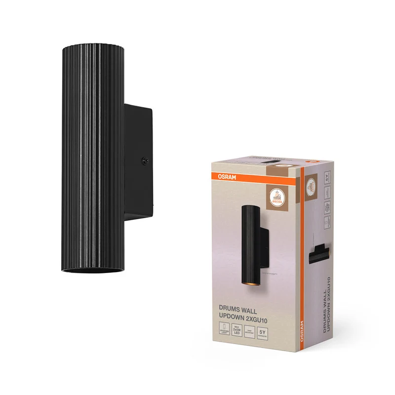 OSRAM DECOR Appliques murales tambours haut-bas 2xGU10 noir