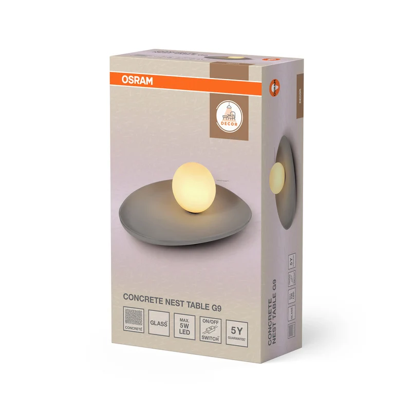 OSRAM DECOR Lampe de table Nid en béton Gris, G9