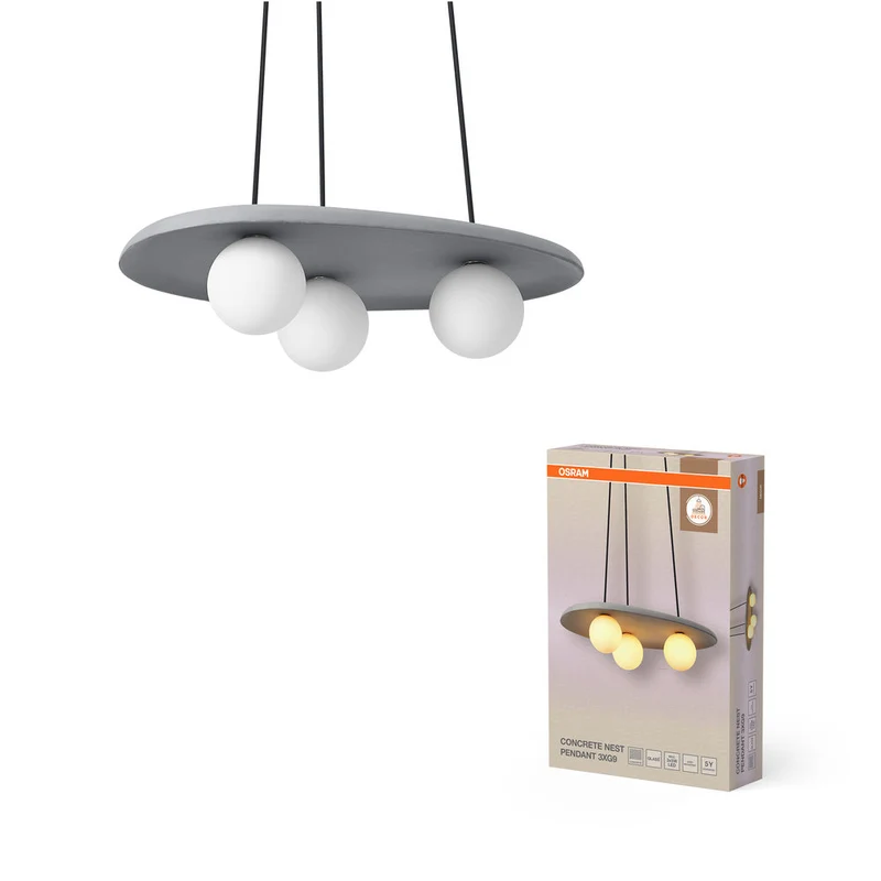 OSRAM DECOR Suspension Nid en Béton Gris, 3 flammes, G9