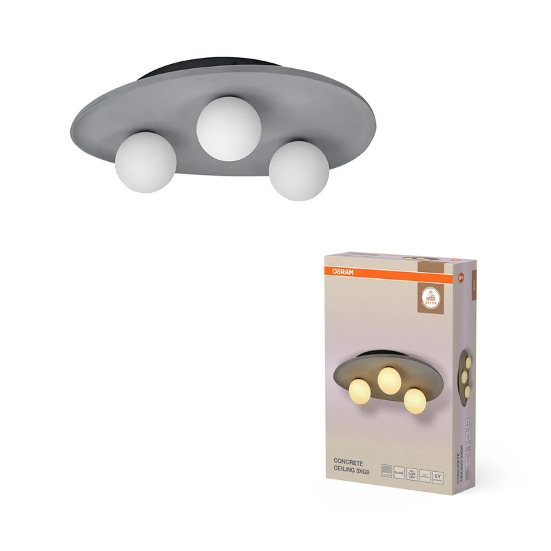 OSRAM DECOR Plafonnier Nid en béton Gris, 3 flammes, G9