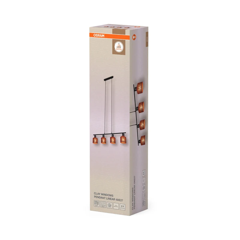 OSRAM DECOR Suspension en argile pour fenêtres Pendelleuchte LN 4xE27 Marron