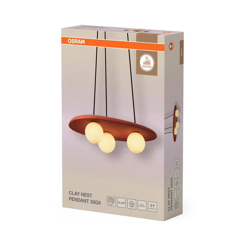 OSRAM DECOR Suspension Nid en Argile 3xG9 Marron
